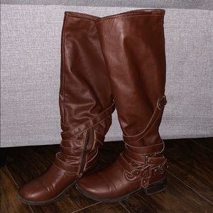 JustFab Brown buckle boots